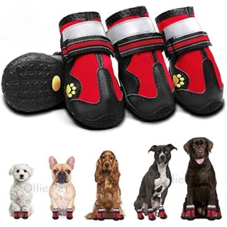4 Stück wasserdichte Hundeschuhe, Outdoor-Wanderschuhe, rutschfeste Regenstiefel, reflektierend, für mittelgroße und große Ha
