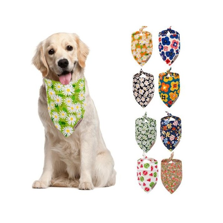 Größe: Dreieckige Form, atmungsaktiv, angenehm zu tragen, weich, süßer Blumendruck, für Hunde und Katzen khaki