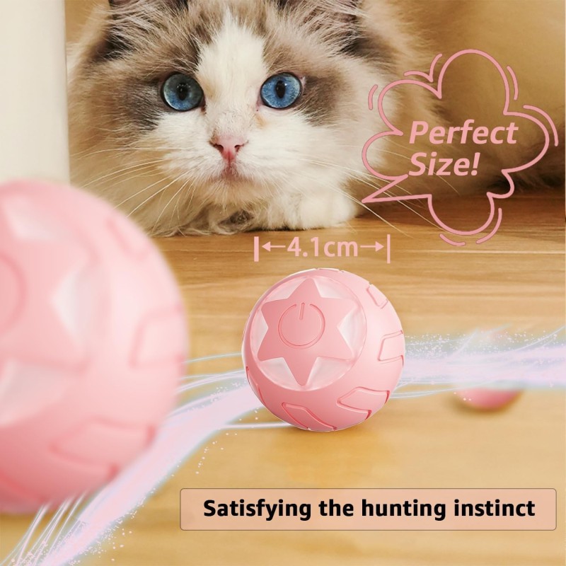 Interaktiver Katzenspielzeugball, automatischer, selbstdrehender Rollball, 360° drehbar, Übungsball für Haustiere, Verfolgung