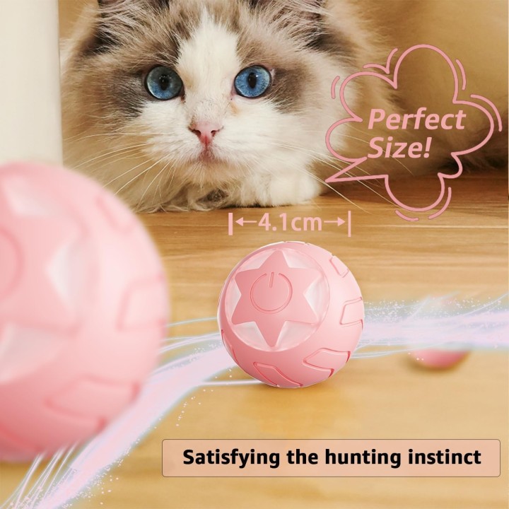 Interaktiver Katzenspielzeugball, automatischer, selbstdrehender Rollball, 360° drehbar, Übungsball für Haustiere, Verfolgung