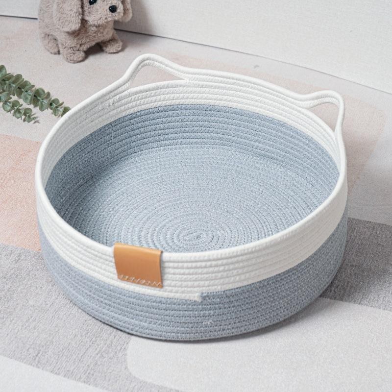 Aus Baumwollseil gewebtes Katzennest, universell für alle Jahreszeiten, handgewebtes Katzenkratzbrettnest, Rattan-Hundenest,