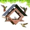 Vogelfutterspender zum Aufhängen im Freien, Vogelfutterspender aus Holz mit wetterfestem Metalldach, Wildvogelfutterhaus für