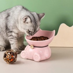 Neu Keramik Haustier Katze Schüssel Futternapf Schrägen Mund Hundenapf Katze Trinknapf Hohe Fuß Schutz Halswirbel Katze Trink