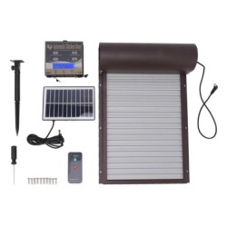 Solarbetriebene automatische Hühnerstalltür, automatischer Hühnertüröffner mit Lichtsensor, Timer und Fernbedienung braun