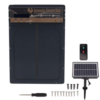 Solarbetriebene automatische Hühnerstalltür, 3-in-1-Automatik-Hühnerstalltüröffner mit Timer graue
