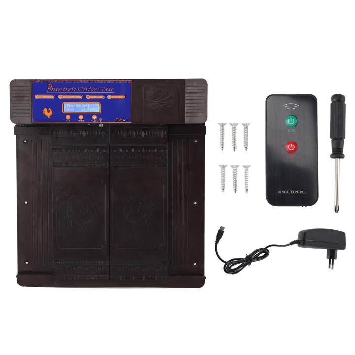 Automatischer Hühnerstall-Türöffner, intelligente Doppelöffnung, ferngesteuerte elektrische Hühnertür, 100?240V schwarz