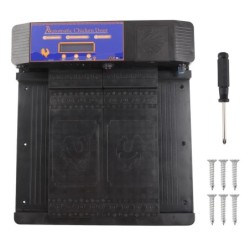 Automatische Hühnerstalltür mit Doppeltür und Infrarot-Einklemmschutz, Alarm bei niedrigem Batteriestand für Hühner schwarz