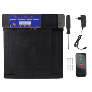 Automatischer Hühnerstall-Türöffner mit Timer, programmierbar, Lichtsensor, LED-Bildschirm, wetterfest schwarz
