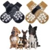 4 Stück rutschfeste Hundesocken mit verstellbaren Trägern, wasserdichte Pfotenschutzsocken für Hartholzböden im Innenbereich