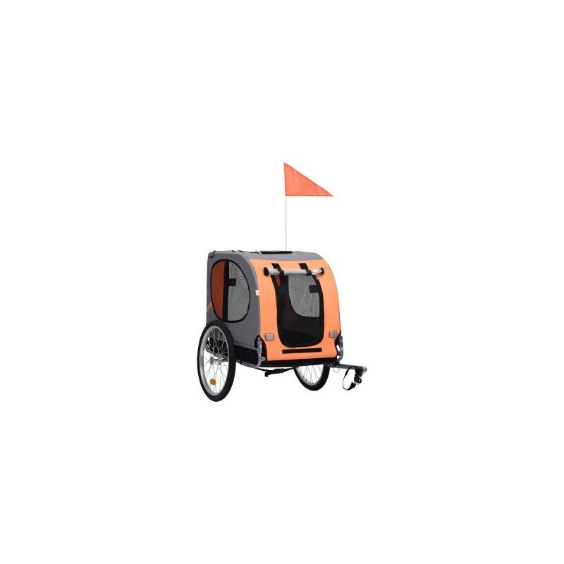 VidaXL Fahrradanhänger Haustiere orange/ grau