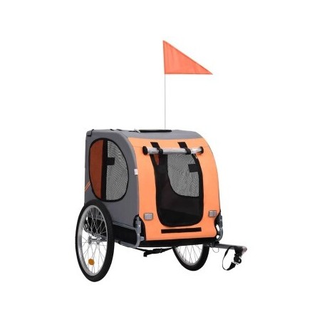 VidaXL Fahrradanhänger Haustiere orange/ grau