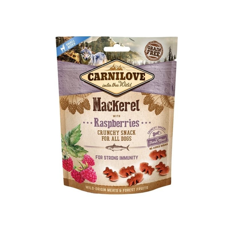 CARNILOVE Crunchy snacks Knusprige Leckerbissen mit Makrele und Himbeeren 200 g