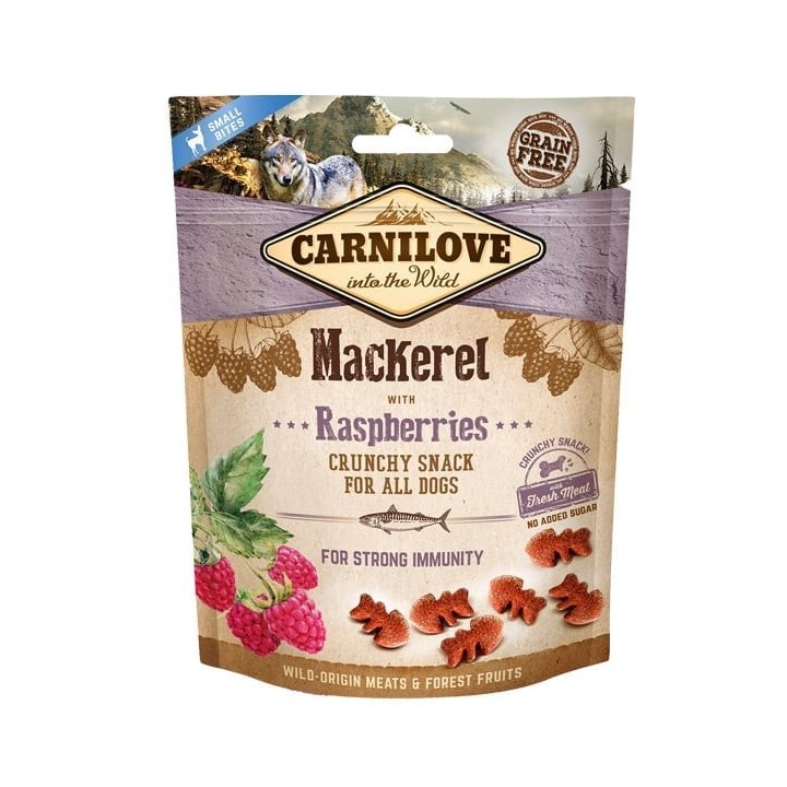 CARNILOVE Crunchy snacks Knusprige Leckerbissen mit Makrele und Himbeeren 200 g