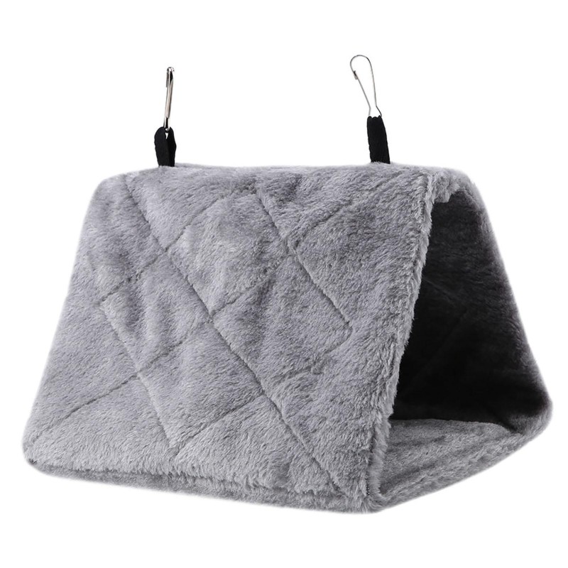 Weiche Plüsch Hängematte Hängen Käfig Zelt Für Vögel Papagei Winter Warme Bett Haustier Spielzeug (Grau S) S graue
