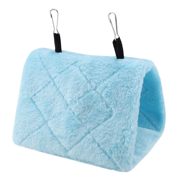 Weiche Plüsch Hängematte Hängen Käfig Zelt Für Vögel Papagei Winter Warme Bett Haustier Spielzeug (Blau M) M blau