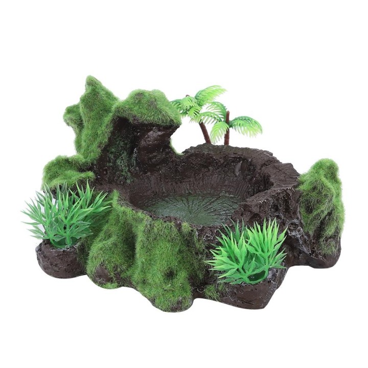 ZR-012 Harz Simulation Pflanzen Aquarium Eidechse Reptil Fütterung Schüssel Schildkröte Lebensmittel Wasser Feeder