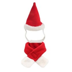 Weihnachtskostüm-Outfit-Set für Haustiere, weich, warm, für Katzen und Hunde, verstellbare Mütze mit Schal für die Weihnachts