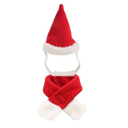 Weihnachtskostüm-Outfit-Set für Haustiere, weich, warm, für Katzen und Hunde, verstellbare Mütze mit Schal für die Weihnachts