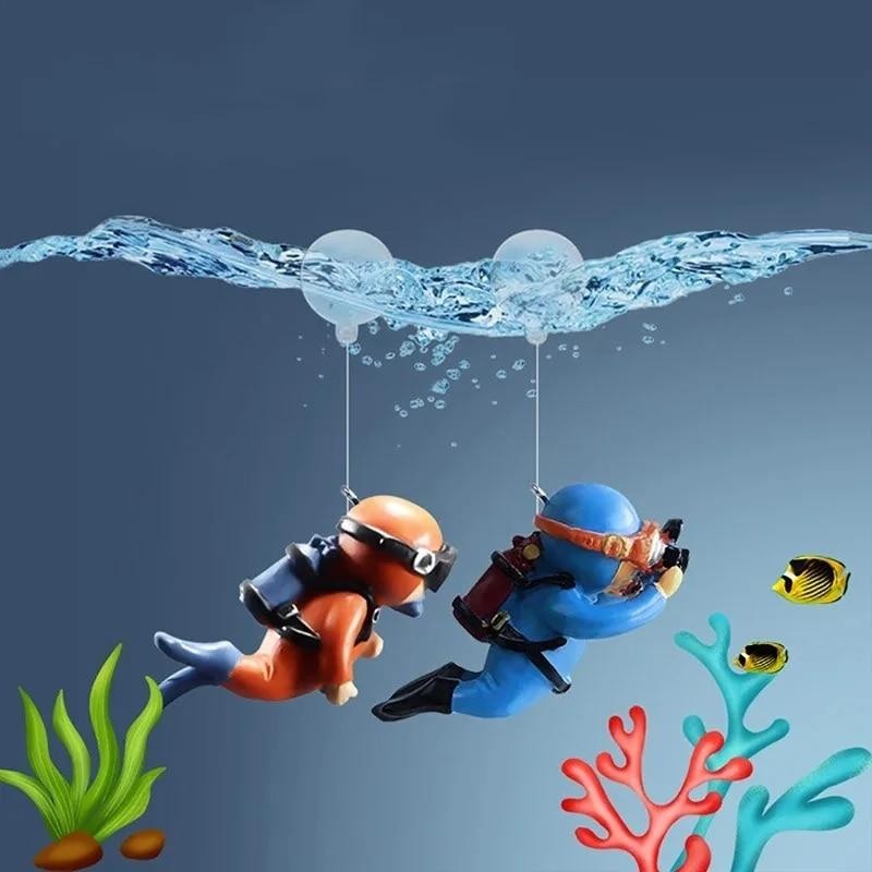 Aquarium-Dekorationen, Aquarium-Zubehör, schwimmender Taucher, Aquarium-Ornamente, kleine schwimmende Kugel, Aquarium-Zubehör