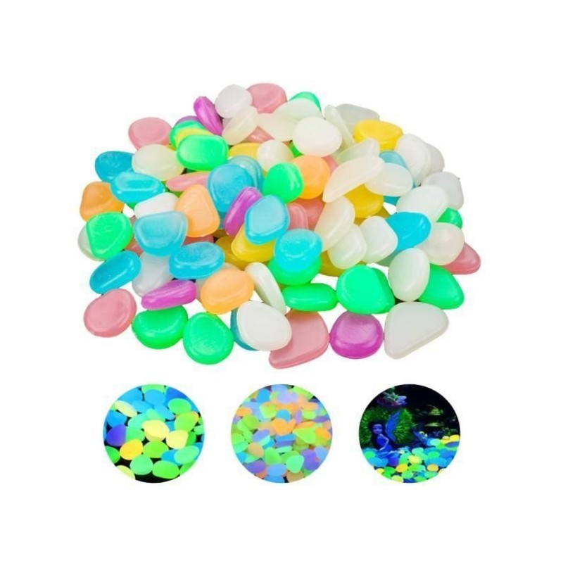 Pierre Lumineuse Colorées 100 Stück Cailloux Aquarium Dekoration Galet Aquarium Fluoreszierend Wahrscheinlichkeit 1,8 à 3 cm