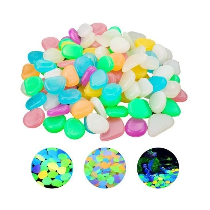 Pierre Lumineuse Colorées 100 Stück Cailloux Aquarium Dekoration Galet Aquarium Fluoreszierend Wahrscheinlichkeit 1,8 à 3 cm