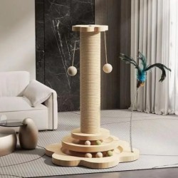 Katzenspielzeug für Haustiere, einteiliges Sisal-Kratzbrett, Katzenklettergerüst aus Massivholz, langlebige Katzengreifsäule
