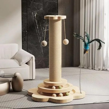 Katzenspielzeug für Haustiere, einteiliges Sisal-Kratzbrett, Katzenklettergerüst aus Massivholz, langlebige Katzengreifsäule
