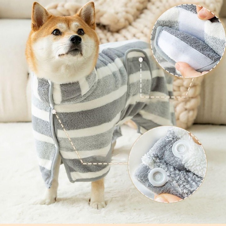 Mantel Hund Bademantel Wasser Absorption Welpen Robe Corgi Badetücher L grau