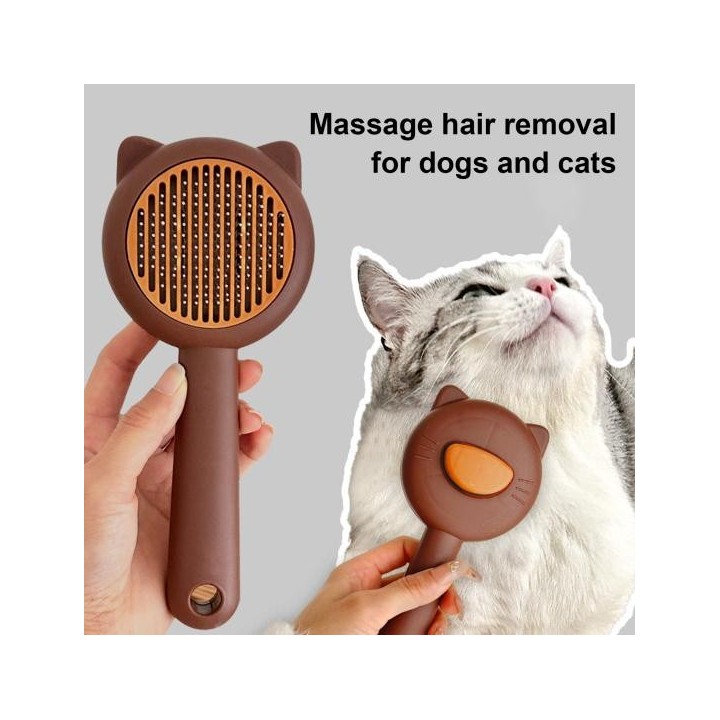 Zupfbürste für Haustiere, selbstreinigende Fellpflegebürste, schwimmende Haarentfernungs-Massagekamm für Katzen, Fellpflegezu