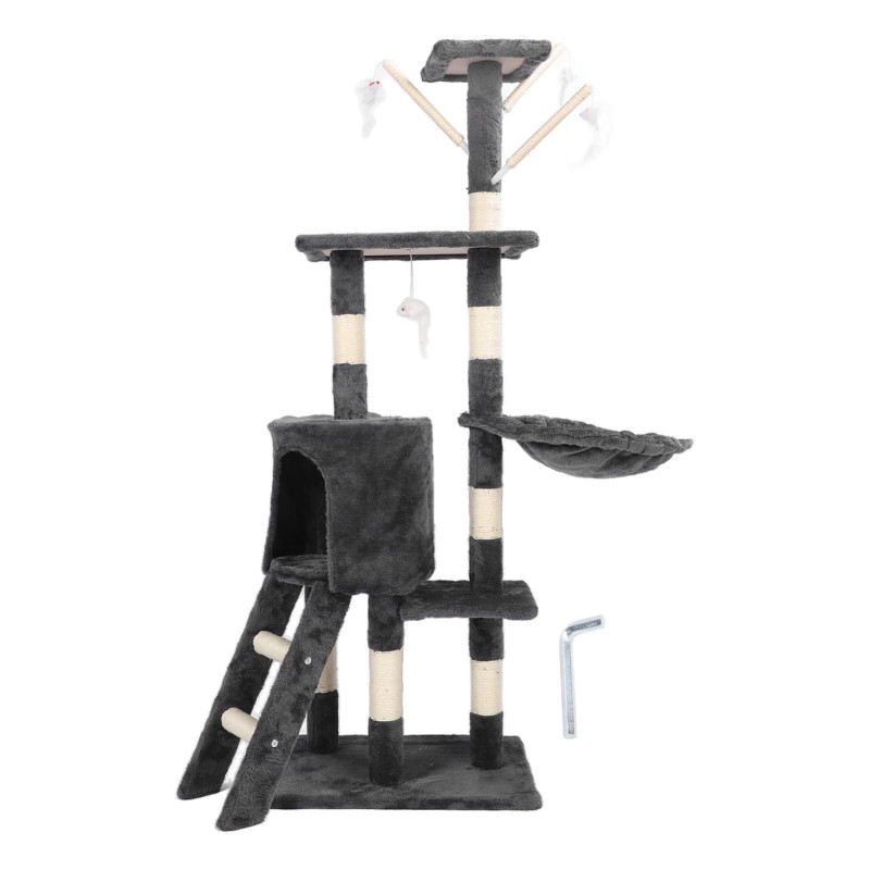 Katzenbaumturm mit Kratzbaum, multifunktionaler mehrstufiger Katzenturm mit Sprungplattform und
