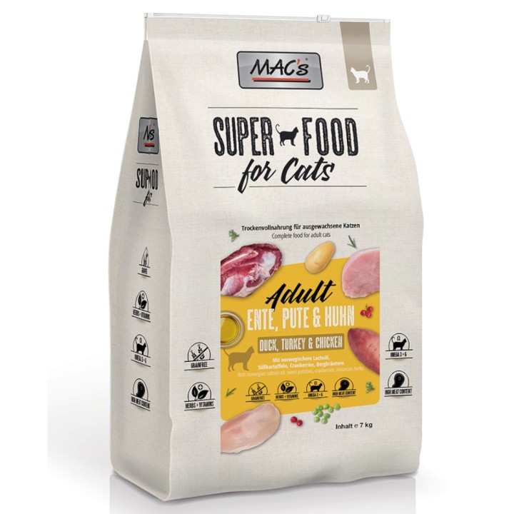 MAC's Superfood for Cats Adult Ente, Pute & Huhn - 7 kg