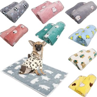 Weiche, flauschige Flanell-Hundedecke, niedlicher Cartoon-Druck, Haustier-Bettlaken, Matte, warme, atmungsaktive Schlafdecken