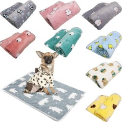 Weiche, flauschige Flanell-Hundedecke, niedlicher Cartoon-Druck, Haustier-Bettlaken, Matte, warme, atmungsaktive Schlafdecken