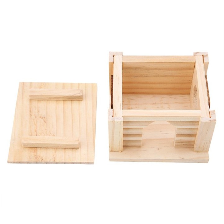 1Pc Natürliche Holz Hamster Haus Flache Top Kabine Ratte Hütte Maus Käfig für Kleine Haustier Spielzeug