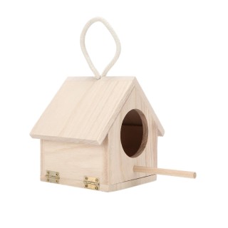 Vogelhaus aus Holz mit Sitzstange, zum Aufhängen im Freien, Naturholz, Vogelhaus für kleine Vögel