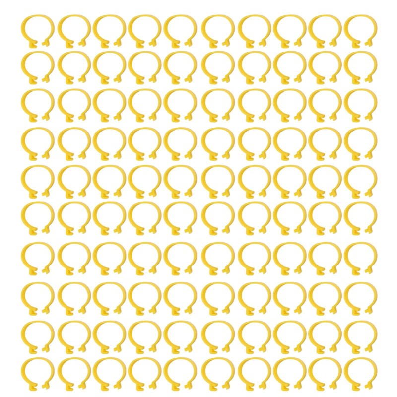 100PCS Huhn Knöchel Ringe Reusable Plastic Ente Bein Bands Clips Für Zucht Hühner Enten Gänse 16mm / 0.63in gelb