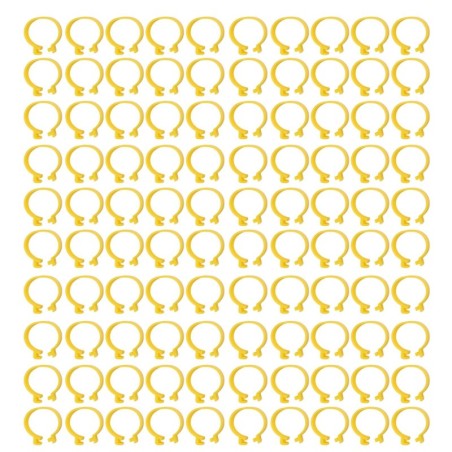 100PCS Huhn Knöchel Ringe Reusable Plastic Ente Bein Bands Clips Für Zucht Hühner Enten Gänse 16mm / 0.63in gelb