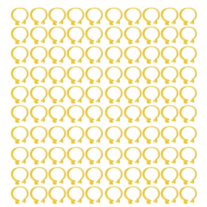 100PCS Huhn Knöchel Ringe Reusable Plastic Ente Bein Bands Clips Für Zucht Hühner Enten Gänse 16mm / 0.63in gelb
