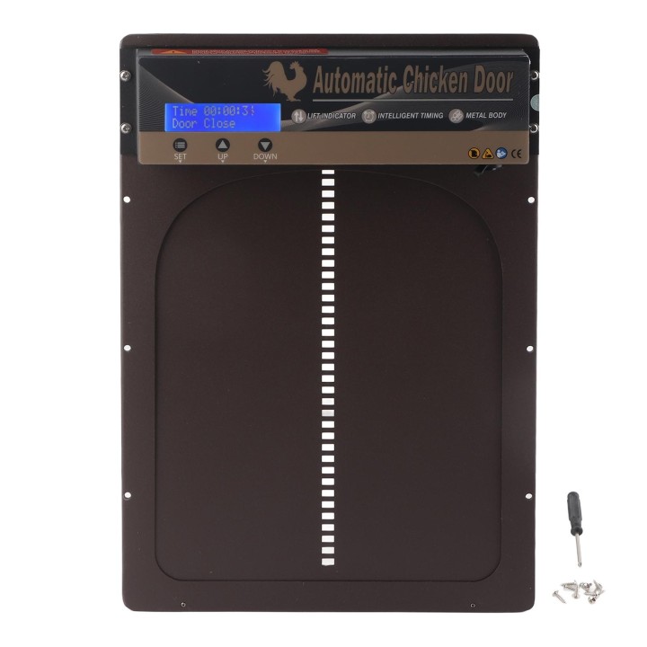 Automatische Hühnerstalltür mit Timer, Aluminiumlegierung, LED-HD-Display, batteriebetrieben, automatische Hühnerstalltür bra
