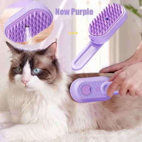 Gedämpfte Hundebürste, elektrische Spray-Katzenhaarbürste, 3-in-1-Dampfbürste für Hunde zur Massage von Haustierpflegeprodukt
