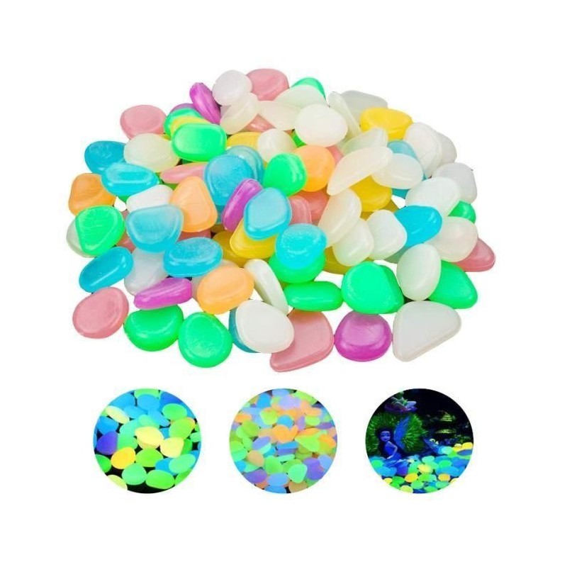 Pierre Lumineuse Colorées 100 Stück Cailloux Aquarium Dekoration Galet Aquarium Fluoreszierend Wahrscheinlichkeit 1,8 à 3 cm