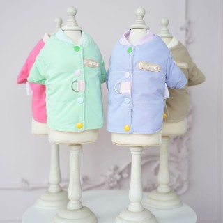 Haustiermantel, farbige Knopfleiste auf der Rückseite, wattierte Jacke, winddicht, lässig, Corgi-Panda-Anzug, bonbonfarben, H