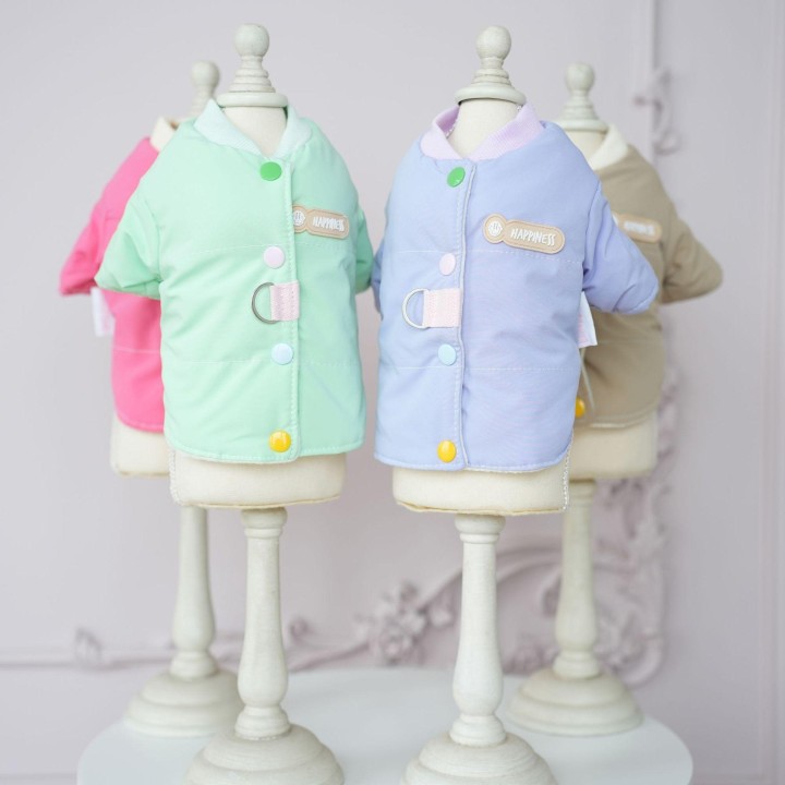 Haustiermantel, farbige Knopfleiste auf der Rückseite, wattierte Jacke, winddicht, lässig, Corgi-Panda-Anzug, bonbonfarben, H