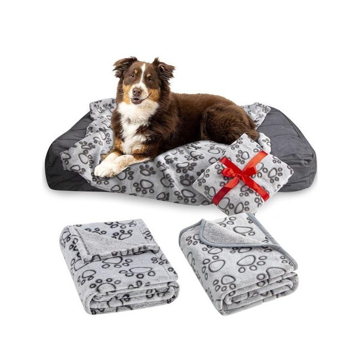 Verdickte, warme, superweiche Fleecedecke mit Hundepfotenabdruck, gemütliche Haustierbettwäsche XS