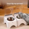 Katzennapf aus Edelstahl mit automatischer Staubabdeckung und hohem Keramikfußständer zum Schutz des Nackens, abnehmbarer int