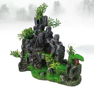Kreatives Aquarium-Zubehör, Landschaftsbau, Aquarium-Dekoration, Ornamente, Steingarten, Landschaftshügel, Hängebrücke, Blick