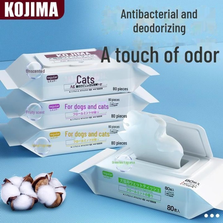 Kojima Pet Feuchttücher für Katzen, Kätzchen und Hunde – Desodorierendes Reinigungsmittel ohne Bad