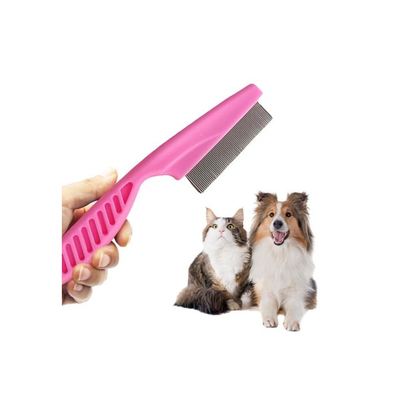2-teiliger Fellpflegekamm für Haustiere, multifunktionaler Flohkamm aus Edelstahl für Katzen und Hunde, Bürste zur Entfernung