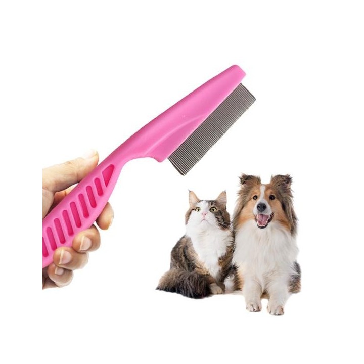 2-teiliger Fellpflegekamm für Haustiere, multifunktionaler Flohkamm aus Edelstahl für Katzen und Hunde, Bürste zur Entfernung