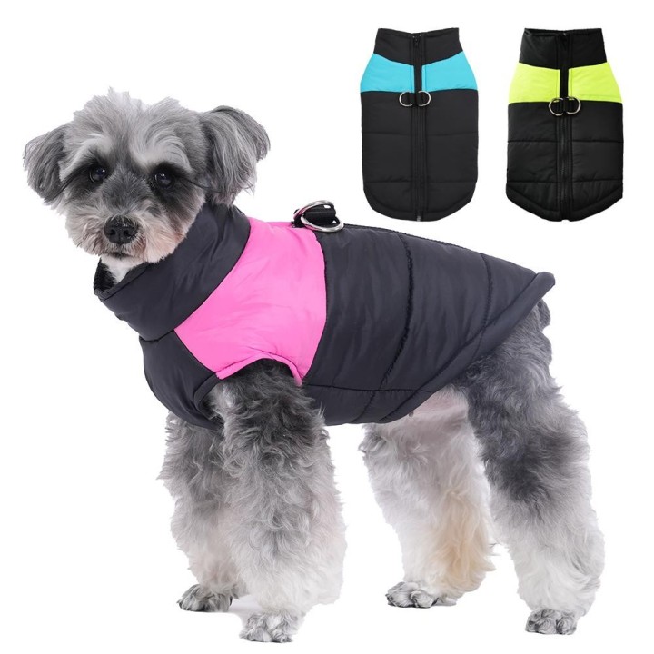 Winter-Hundejacke für kleine und große Hunde mit Reißverschluss, winddicht, wasserdicht, warme Haustierkleidung, Französische